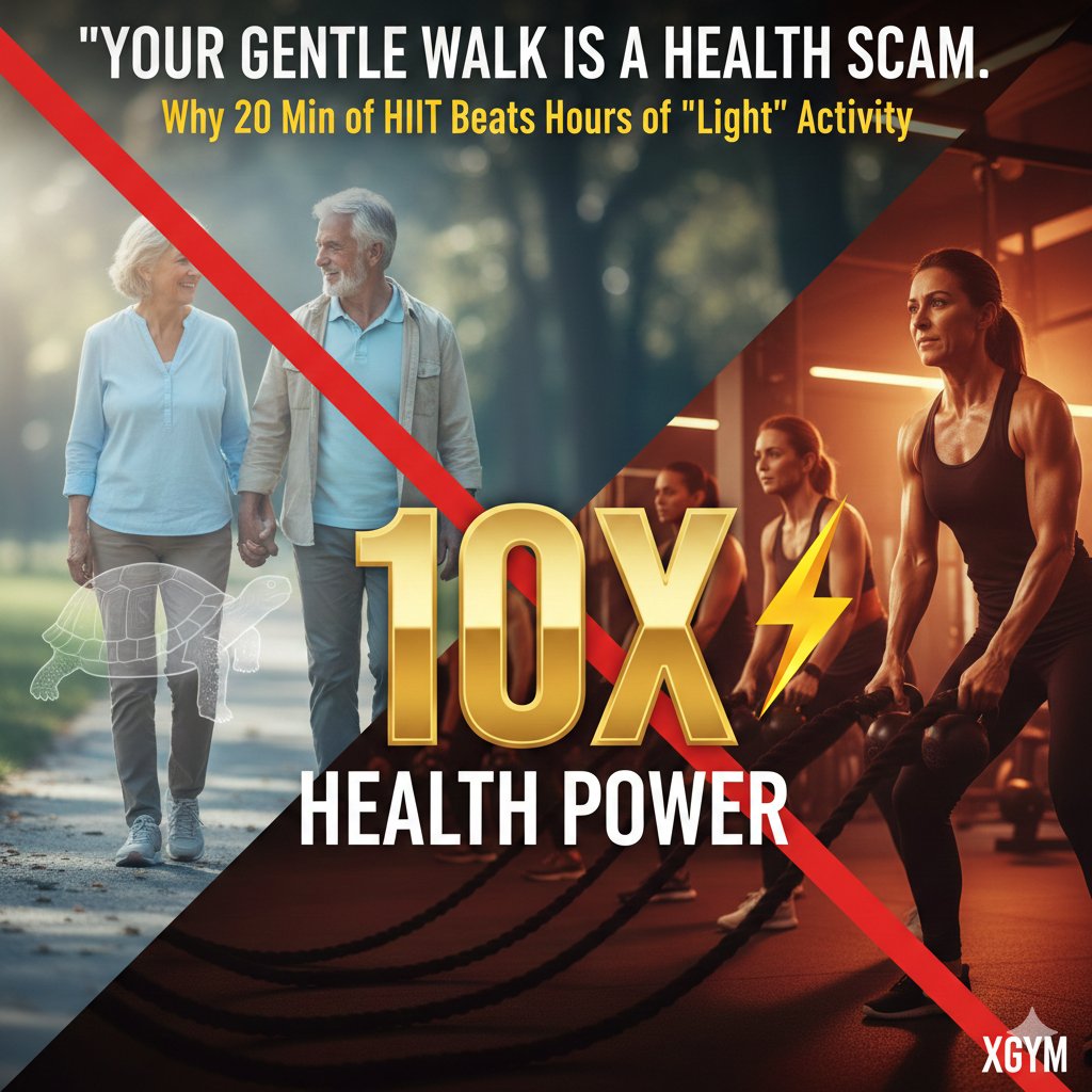 XGym's tweet image. STOP WASTING YOUR TIME! New science just dropped a bombshell: Your &quot;gentle walk&quot; might be a WASTE OF TIME compared to high-intensity training!

The old 1:2 exercise rule? DEAD! You need to see this 
🧵THREAD 👇 
#HIIT #Longevity #ExerciseScience #FitnessTruth