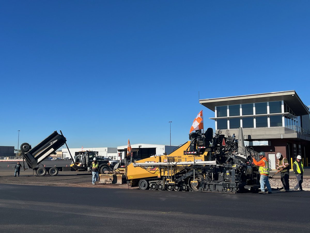 FlyScottsdale's tweet photo. SDL is excited to see the Rehabilitation of Gate 1 and Bypass Taxilane Pavement Improvement project begin! 
🚧🚧
The rehabilitation will involve milling of the pavement, repaving, and replacing the pavement markings. 

Stay tuned for updates on the project! https://t.co/Ohw0wOgOvX