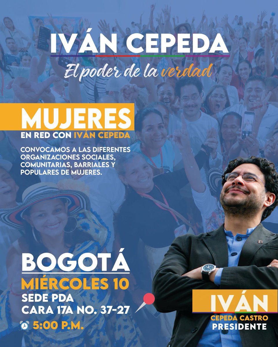 #Invitación | Encuentro mujeres con <a href="/IvanCepedaCast/">Iván Cepeda Castro</a> 

Convocamos a diferentes organizaciones sociales, comunitarias y populares de mujeres. ¡Vamos en red, unidas somos más! 💜

Te esperamos.