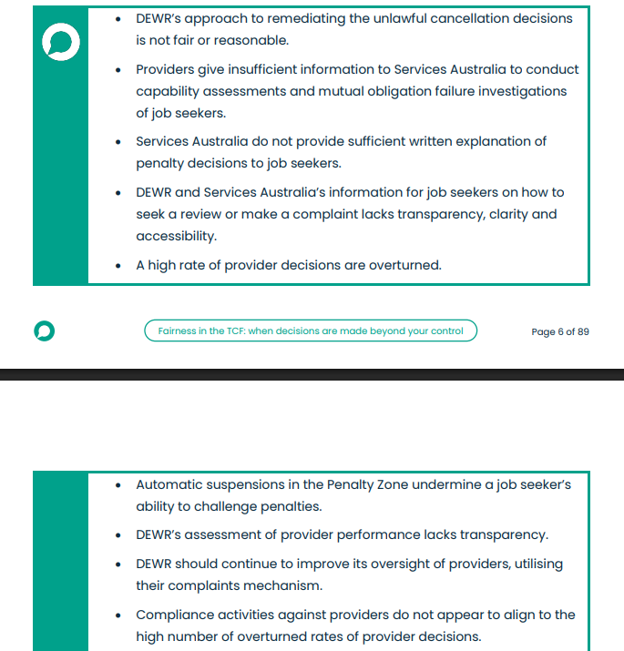 JeremyPoxon's tweet photo. #BREAKING: The Commonwealth Ombudsman has published their investigation into the Targeted Compliance Framework &amp; Mutual Obligations system   

Their findings on the Department's administration of many parts of the system are incredibly damning 👇https://t.co/2bhh8novZu https://t.co/3M9HEXfbAa