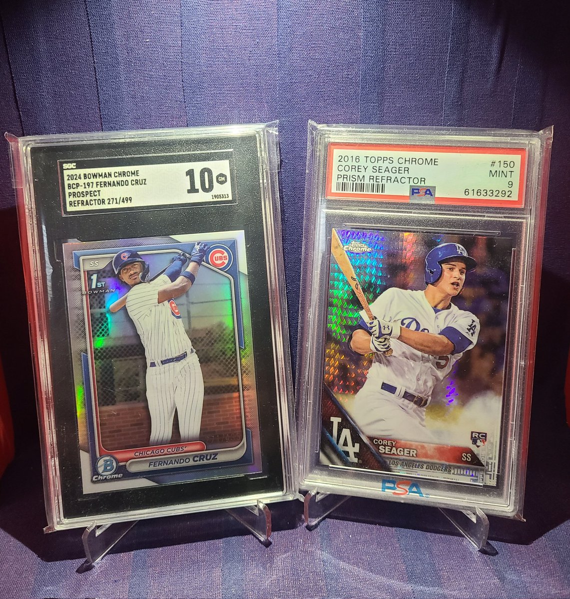 hb_cards's tweet image. 🎂 BIRTHDAY SALE 🎂

It's my birthday, and I'll want is for you to buy my cards! 

Cruz Refractor/499 SGC 10 - $20
Seager Prism Ref. PSA 9 - $30

#birthdaysale
#refractor