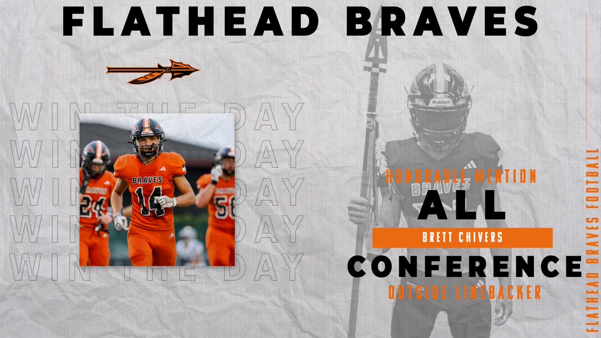 FlatheadHighFB's tweet photo. Congratulations to Brett Chivers for being selected as Honorable Mention All Conference at Outside Linebacker! 

#WinTheDay https://t.co/808nzVv0tK