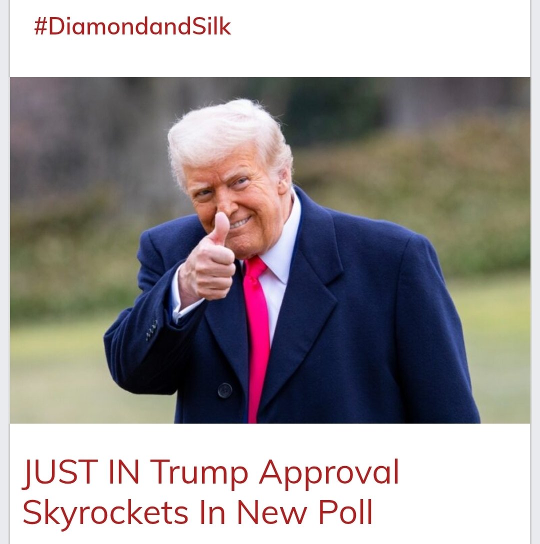 DiamondandSilk's tweet photo. JUST IN: Trump Approval Skyrockets In New Poll. https://t.co/lt4npy34eJ