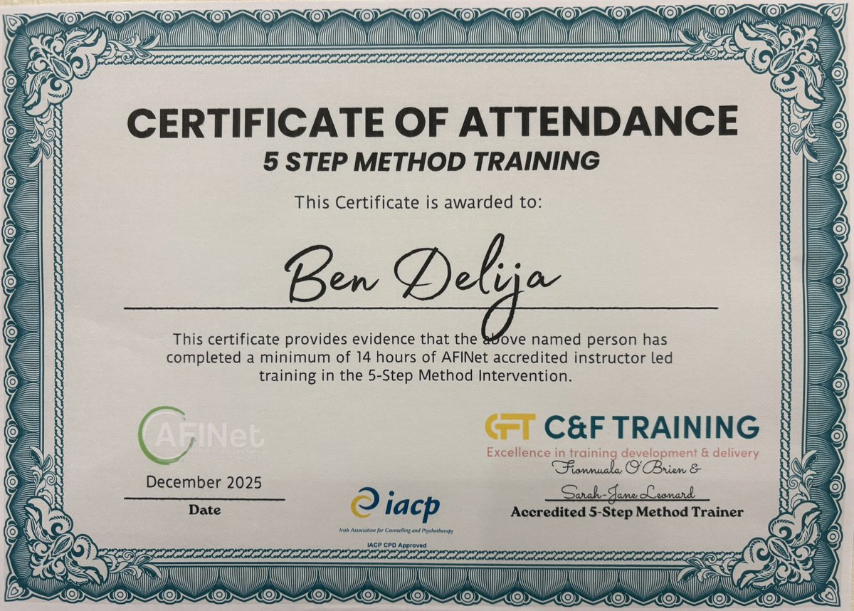 Delighted to have completed a two day 5 Step Method Training with <a href="/AFINetwork/">AFINet</a> this is a fantastic opportunity to support families affected by someone else’s addiction #RecoveryIsPossible #familysupport #5stepmethodtraining #cpd