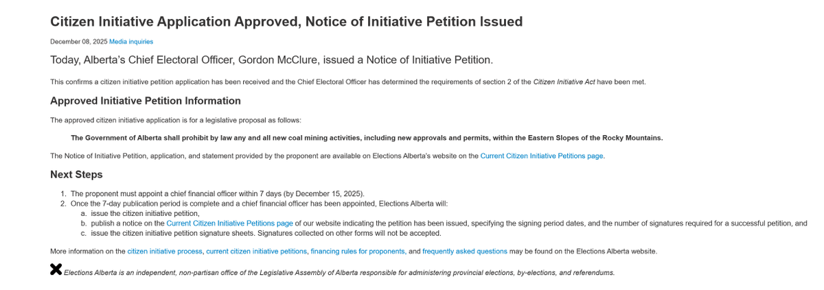 Corb Lund's referendum effort to stop coal mining in the Rockies has cleared the first hurdle.
#ableg #cdnpoli