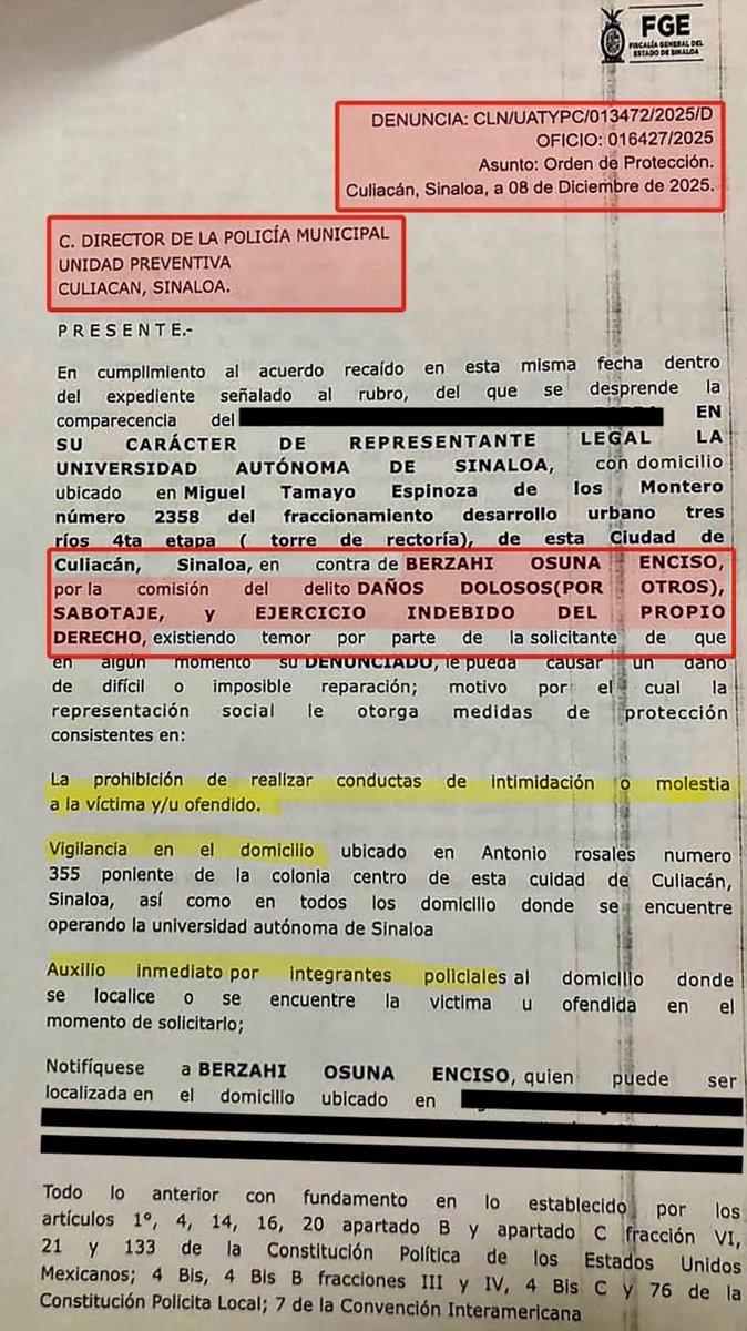 fminforma's tweet photo. #ULTIMAHORA 🚨La @FiscaliaSinaloa otorga MEDIDAS DE PROTECCIÓN a la @uasoficialmx ante el riesgo de que el líder y abogado de la Asociación de Jubilados UAS A.C. le pueda causar daños👇 https://t.co/6ZIB3mElJ7