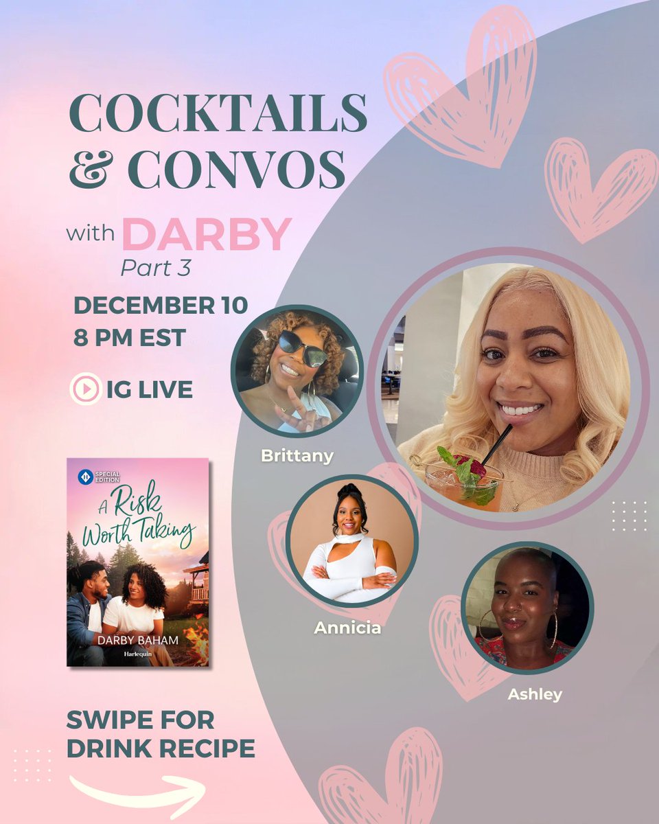 Happening THIS Wednesday at 8pm ET on IG Live--the last Cocktails &amp; Convos of the year!