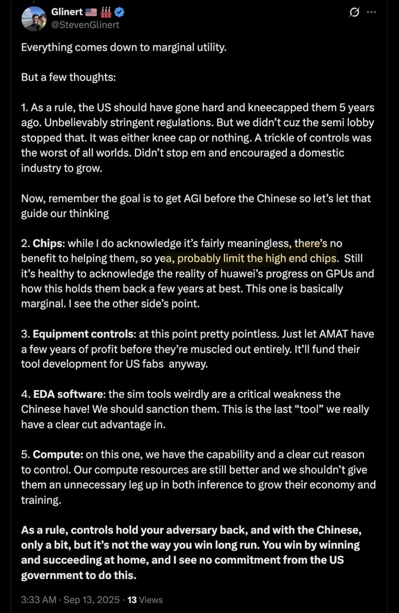 Victoria total de @StevenGlinert
Trump menciona explícitamente las generaciones de hardware de Nvidia en su política. L