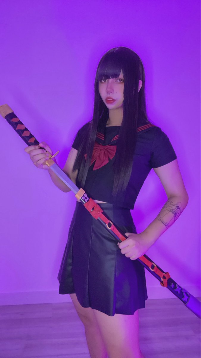 A beautiful girl with a sword grid :)