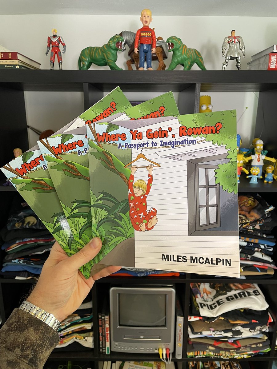 sircollectalot's tweet photo. My children’s book is now on Amazon! Where Ya Goin’, Rowan? started as a tiny idea for my son, and now it’s a real book I get to share with the world. If you have a cool kid in your life, I hope it brings them as much joy as it brought me writing it. https://t.co/uSUPTLaGQ7 https://t.co/fLQ0JYTDVm