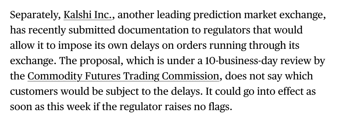 0xTyrael's tweet photo. This is massive news

Kalshi will soon be implementing a delay on order execution

This will effectively kill courtsiding at sports games and other live events https://t.co/LInUJM8qMY