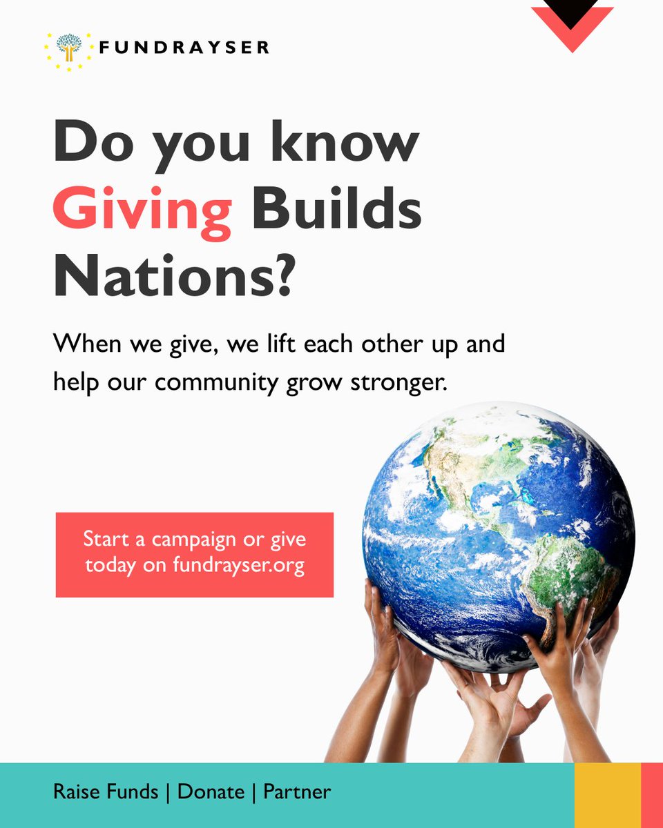 fundrayser's tweet image. When we give, we share hope and lift one another. Every contribution helps strengthen communities and build nations.

No gift is too small. Be part of the change.
Donate: fundrayser.org
#GivingBuildsNations #Fundrayser #TogetherWeRise #GlobalGiving