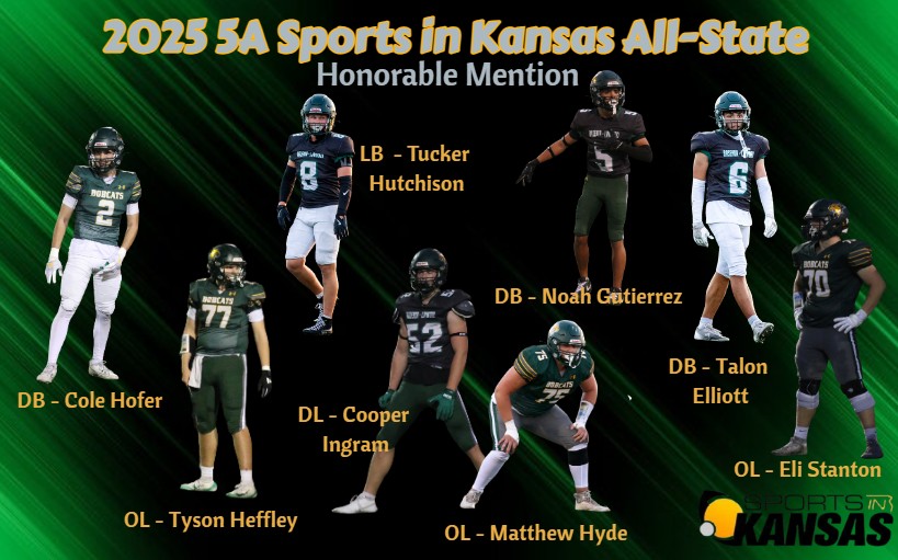 BobcatFB's tweet image. Congratulations to those Bobcats who made 1st team 5a and HM 5a from Sports in Kansas! #OneVision
