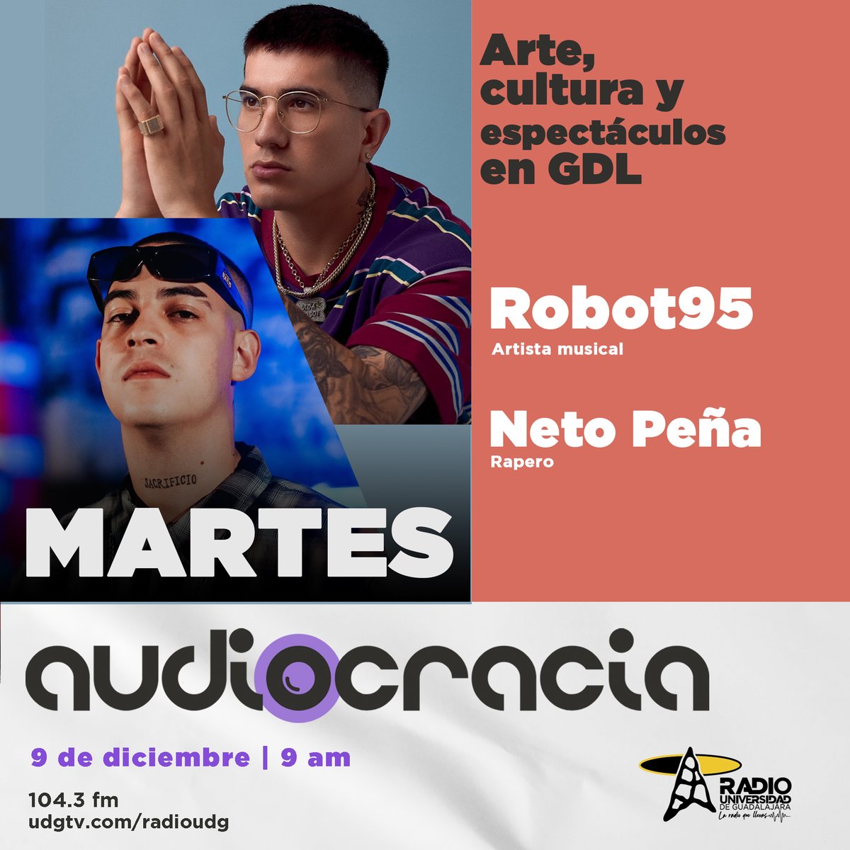 Mañana en #Audiocracia tendremos a #Robot95 🤖 y #NetoPeña 🔥

Sintoniza a <a href="/semaforoenambar/">Victor Magaña</a> en el 104.3 FM 📻