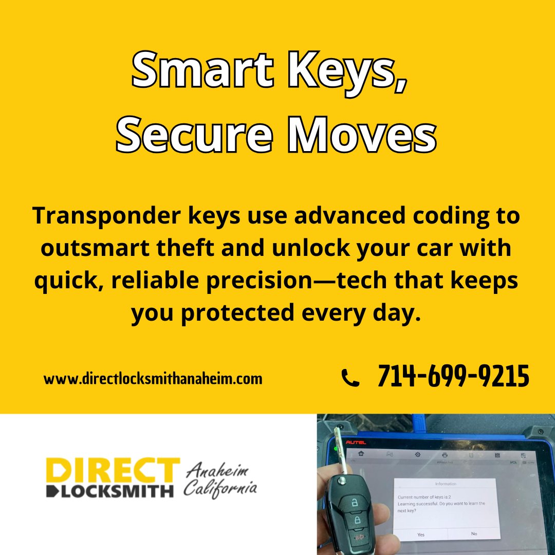 DirectLockCA's tweet image. Smarter protection starts with smarter keys Transponder technology adds a secure encrypted signal that helps prevent unauthorized access while giving you fast, effortless entry.
#TransponderKey #CarSecurity #KeyProgramming #SmartAccess