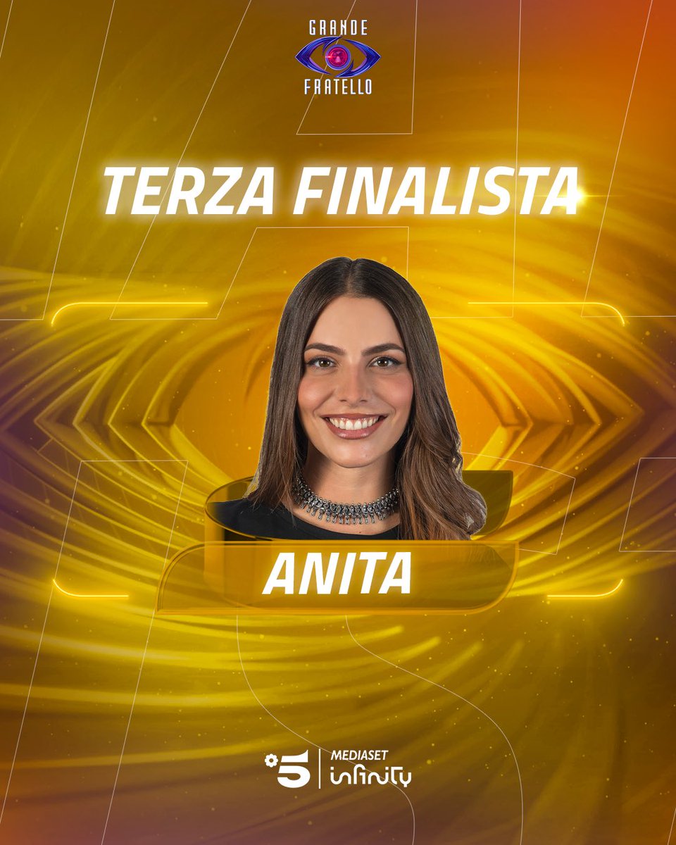 GrandeFratello's tweet photo. Anita è la terza finalista di questa edizione di #GrandeFratello! 🤩 https://t.co/e4LjCJ7PPc