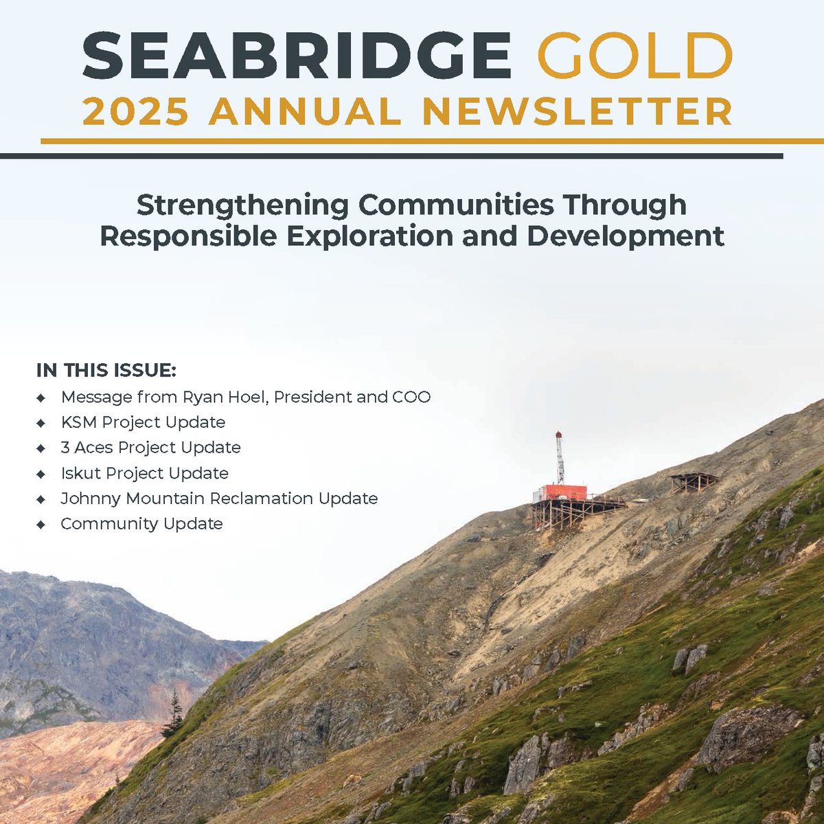 📢Seabridge Gold’s 2025 Annual Newsletter is now live! 📰
This year, we’ve made two big changes:
 1️⃣ We’re no longer mailing out 14,000 printed copies—instead, we’re sharing our newsletter digitally to reduce our environmental footprint and reach you  faster.
 2️⃣ With a