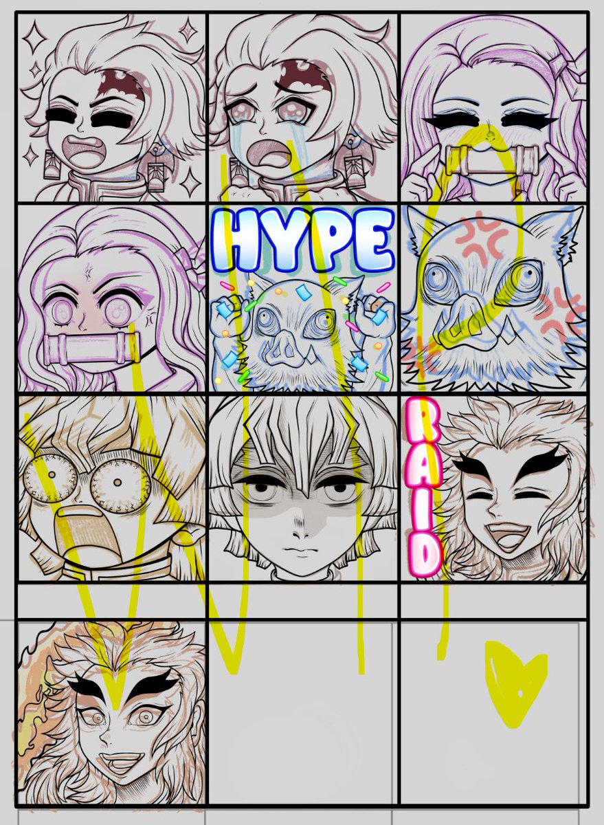 Demon Slayer Twitch Emotes WIP for @.polomaesion ! 👹

Finished up the sketching and linework today, coloring next! 💙

Thanks for the strim, see ya tomorrow! 🐺🌙 #VGenComm