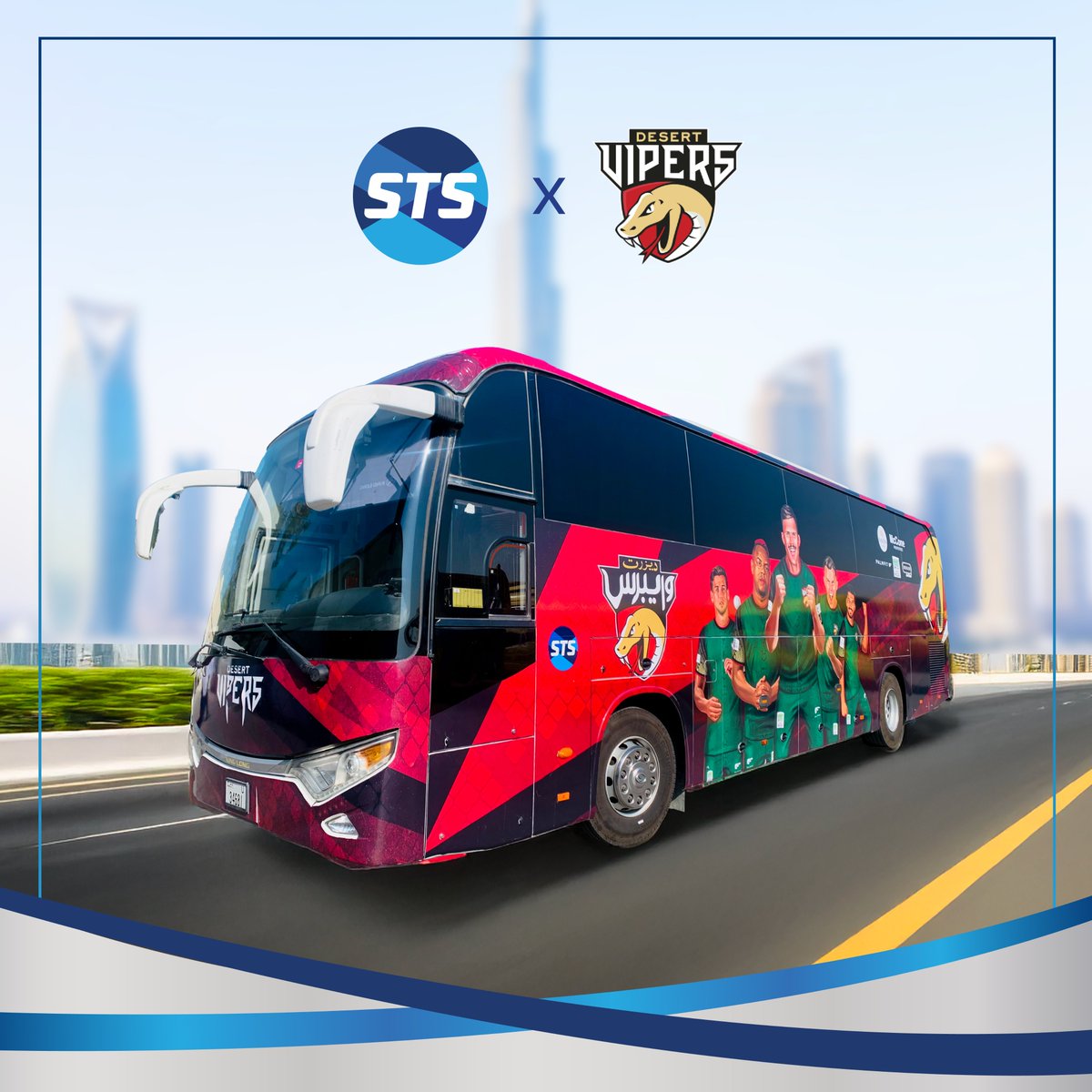sts_gcc's tweet image. For the 4th consecutive year, STS Group is the Official Transport Provider for the Desert Vipers in the DP World ILT20, the UAE’s premier professional cricket league. Through our Staff and Tourism Services, we continue to deliver seamless and reliable transport solutions,…