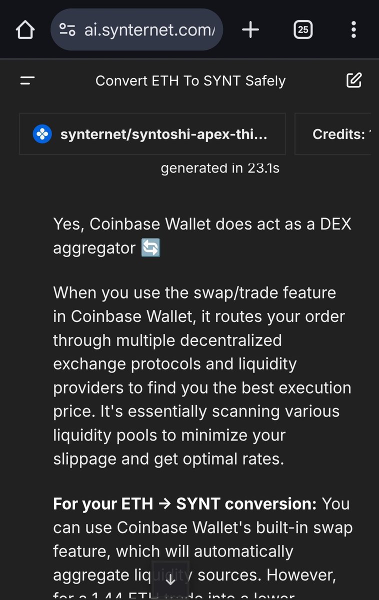 Alintak2's tweet photo. @synternet @defi @crypto @ai @syntoshidog @avatoshidog 

https://t.co/2WJ3xYePKA walked me through the low liquidity minefield, even just logged in as a guest.  Try it while it's free.

I saved almost an 11% loss from low liquidity trading by following the dog's guidance. https://t.co/ZxPGaT55GU