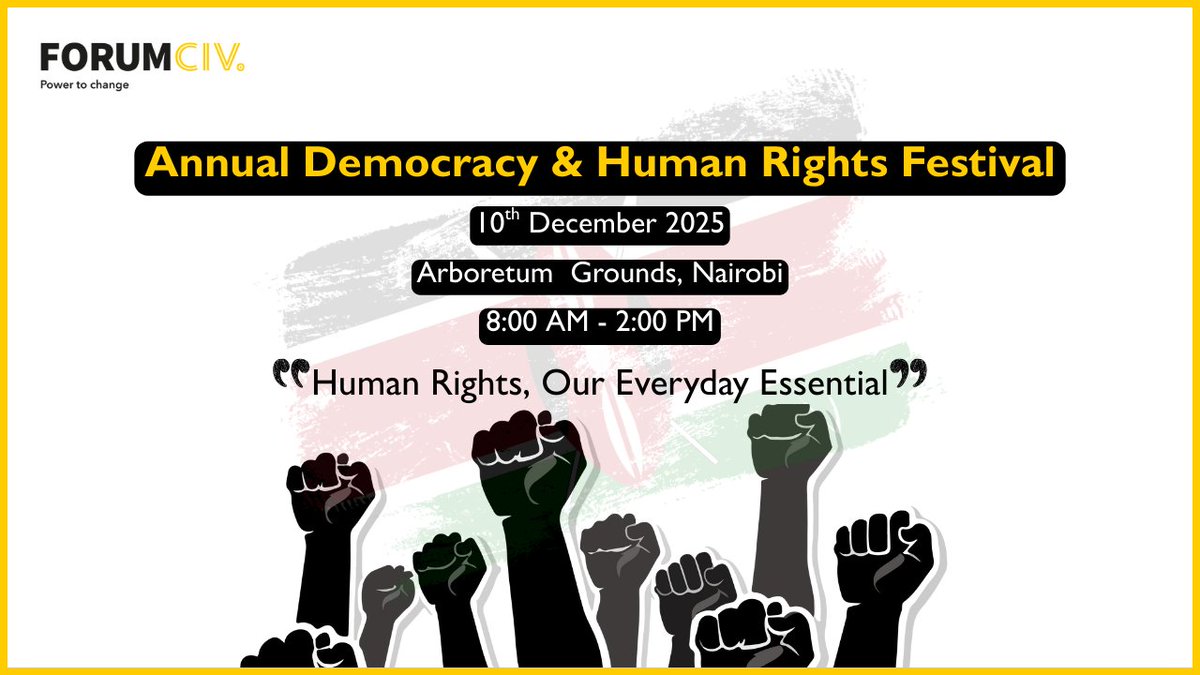 Our Annual Democracy &amp; Human Rights Festival 2025 is tomorrow! ✊🏾🇰🇪

Here's what to expect:

✅ Artivism performances.
✅ Puppetry show.
✅ Fun quizzes and games.
✅ Mock voting.
✅ Human rights &amp; democracy talk.
✅ Co-creating The People’s Manifesto for “The Kenya We Want.”