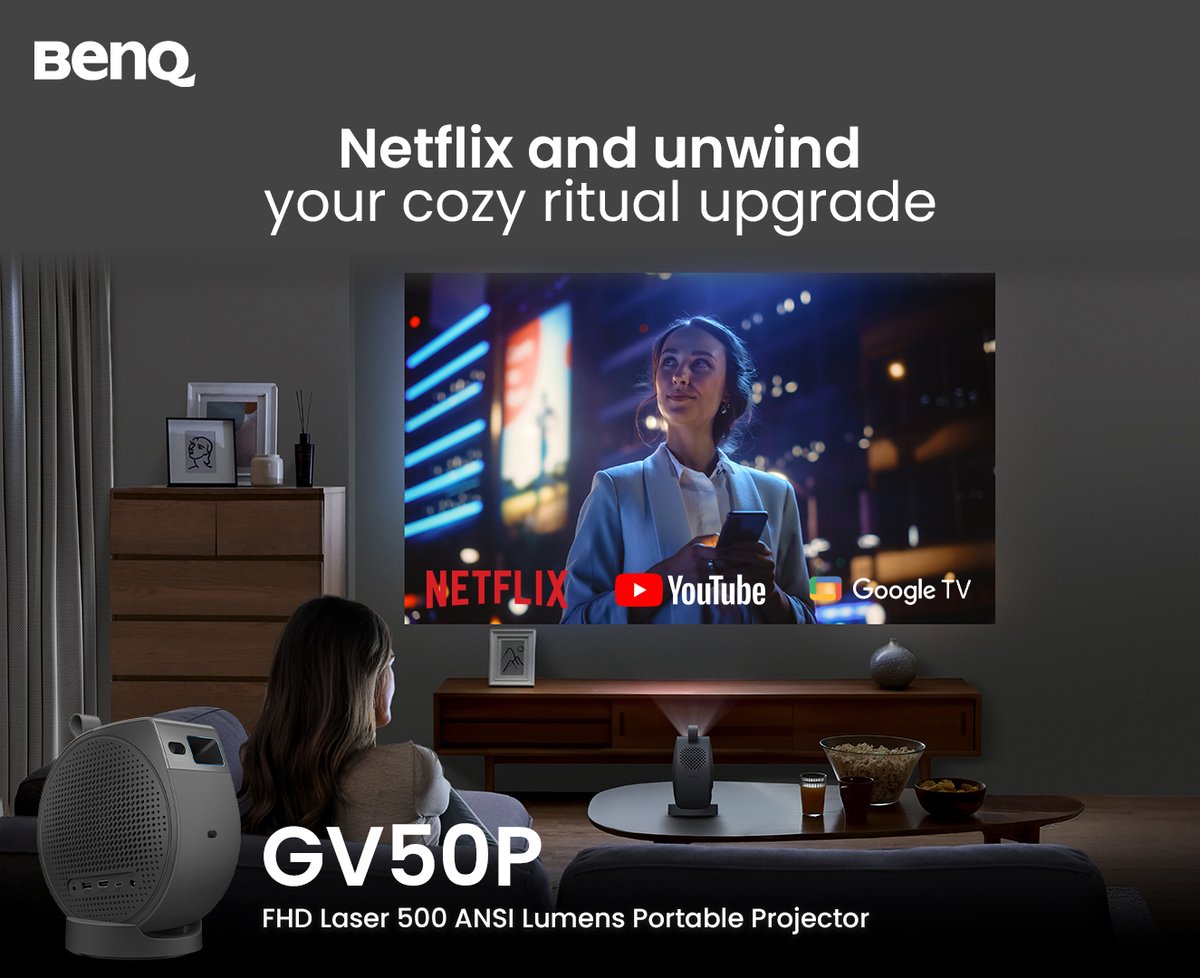 BenQIndia's tweet photo. Meet the GV50P – Limited Edition Laser Portable Projector.

Small in size, BIG on entertainment.
Movies, gaming, or parties - just power on and enjoy.

📷 Pre-order now : https://t.co/yYvs17C3vV

#BenQ #GV50P #LimitedEdition #PortableProjector https://t.co/0u4Mp2aPhp