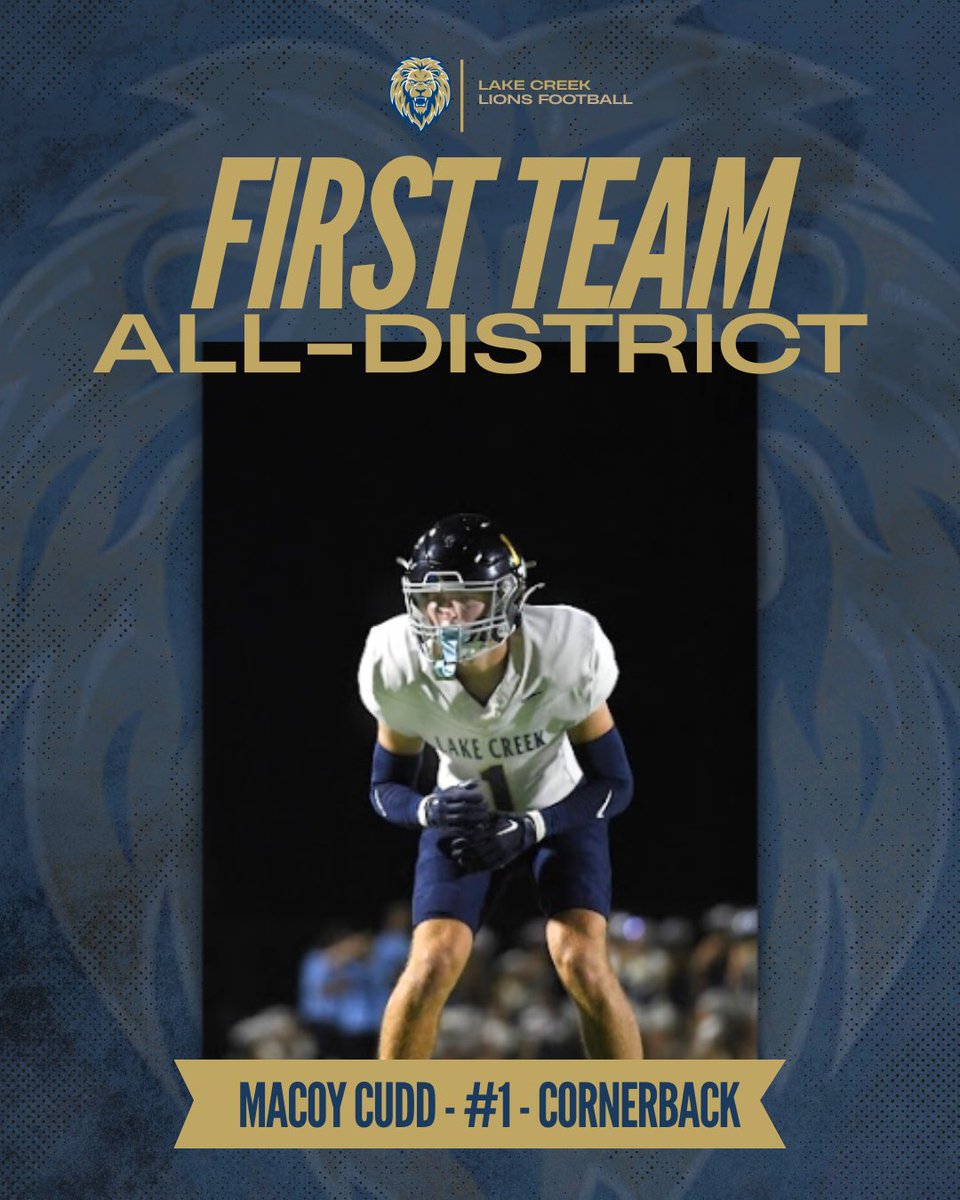 MacoyCudd's tweet image. Blessed to to named 1st team all district 

@coach_bourquin @IamCoachWash @CoachPatKennedy @coachlaplante @shawn_gary @CoachSchultz_DC @CoachOubre @LakeCreekFBall @McMURRYFOOTBALL @ReddiesFB @HendrixFootball @CoachMcBath