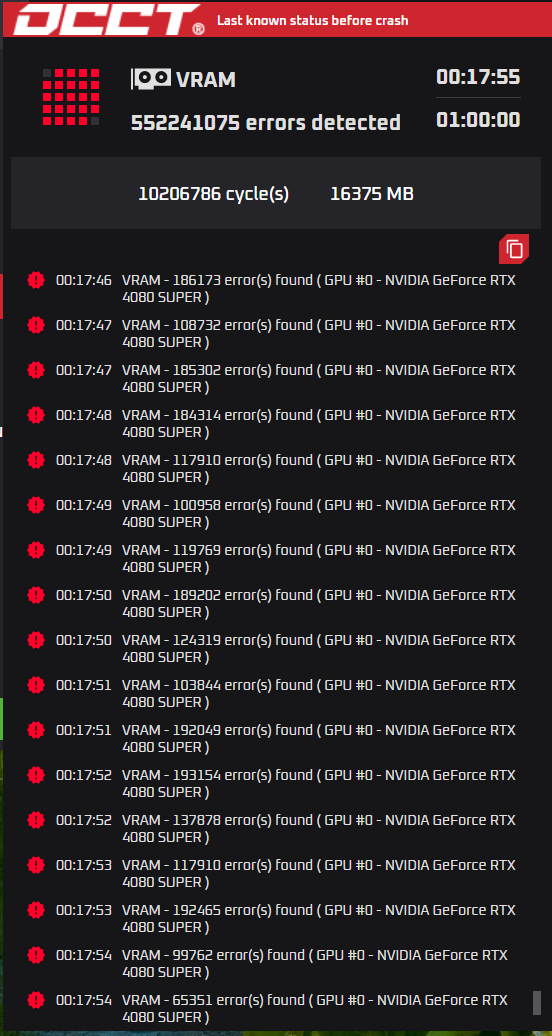 I don't think I have EVER seen a GPU fail THAT many times... RIP 4080 Super o7