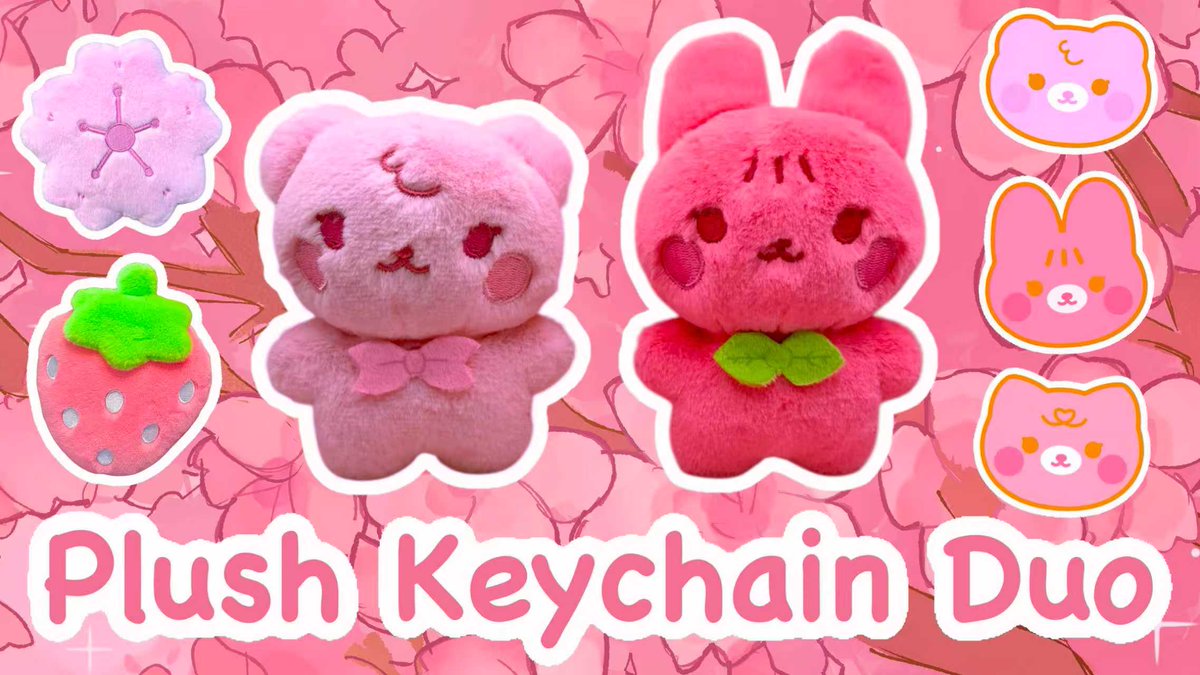 ✨Sakura Bear &amp; Ichigo Rabbit: the softest keychain friends you’ll ever meet!

💕These two cuties are OCs by @stylebysakura. They’re based on hanami, a picnic under sakura trees🌸🍓!

🎨Plushie Details:
Super soft plush fabric
10cm/4inches + ears
Embroidered faces

👉🏻Link: