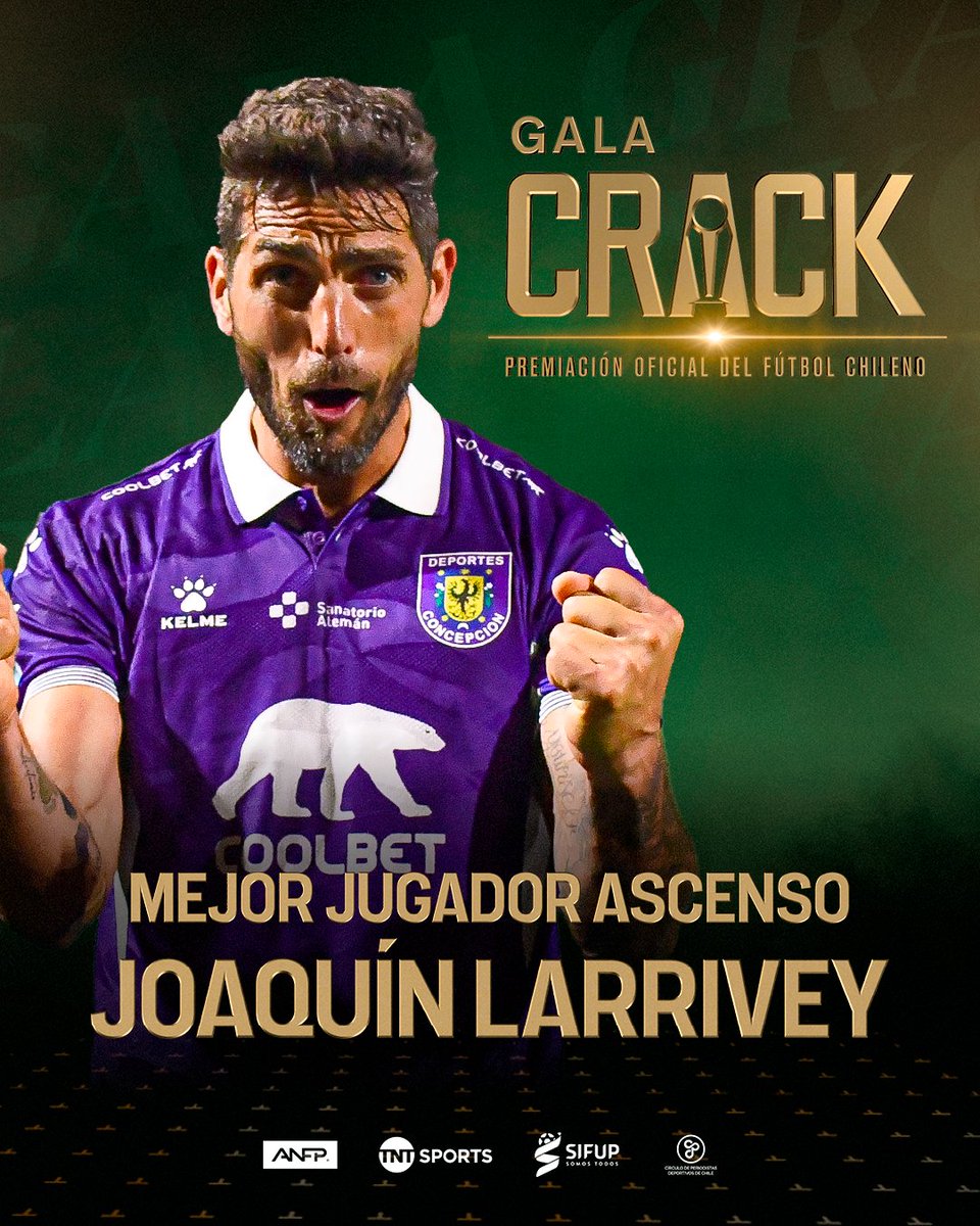 🤩⚽🟣 EL NUEVO HÉROE DEL LEÓN DE COLLAO

Joaquín Larrivey se erigió como el Mejor Jugador de la Liga de Ascenso 2025, en la #GalaCrack2025, tras guiar a Deportes Concepción de retorno a la #LigaDePrimera tras muchos años.

#GalaCrack