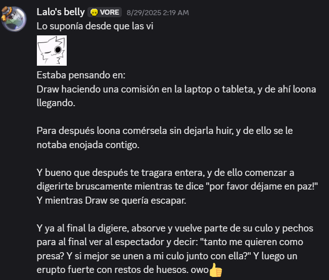 Draw_Adicted's tweet image. ¿Te arde?
¿Te arde un dibujito? (btw recuerdo que querias comisionar un comic donde YO era asesinad@, hipocrita)
@CollieVore 👀👀👀 (otro btw, no, ese no eres tu, es un OC %100 Original basado en Sonic el erizo)