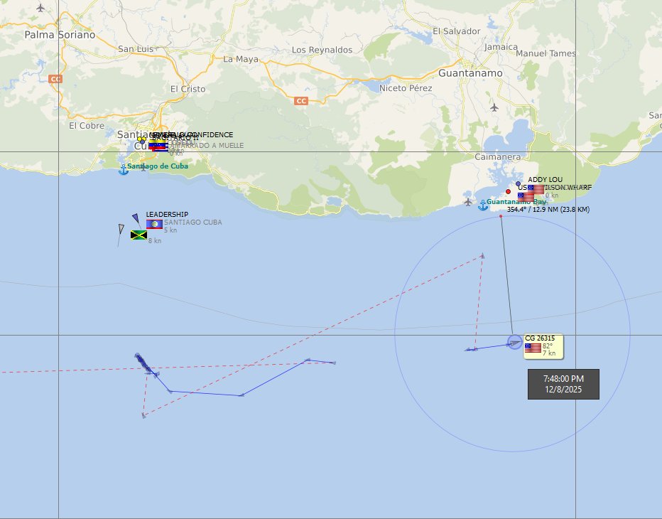 FlconEYES's tweet photo. CG 26315 MMSI: 338926915
Cutter del servicio de guardacostas de los Estados Unidos ahora localizado frente a #GuantánamoBay.
#VesselAlert #AIS #Maritime #OSINT #8Dec https://t.co/i5GnnbctpB