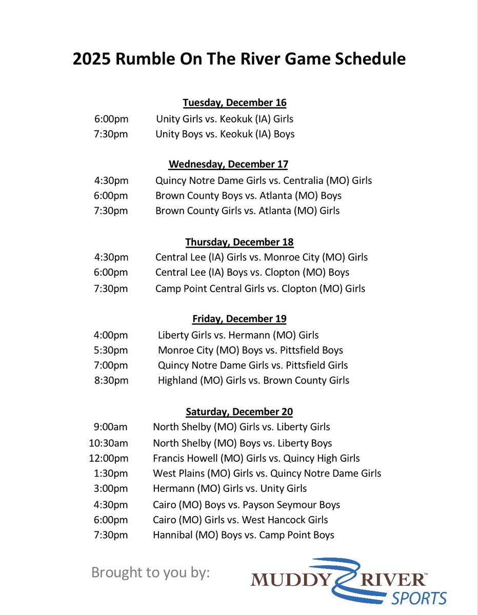 One week away from what is shaping to be an exciting 5 days and 20 games! Be sure to make it out to John Wood and catch all the action live!