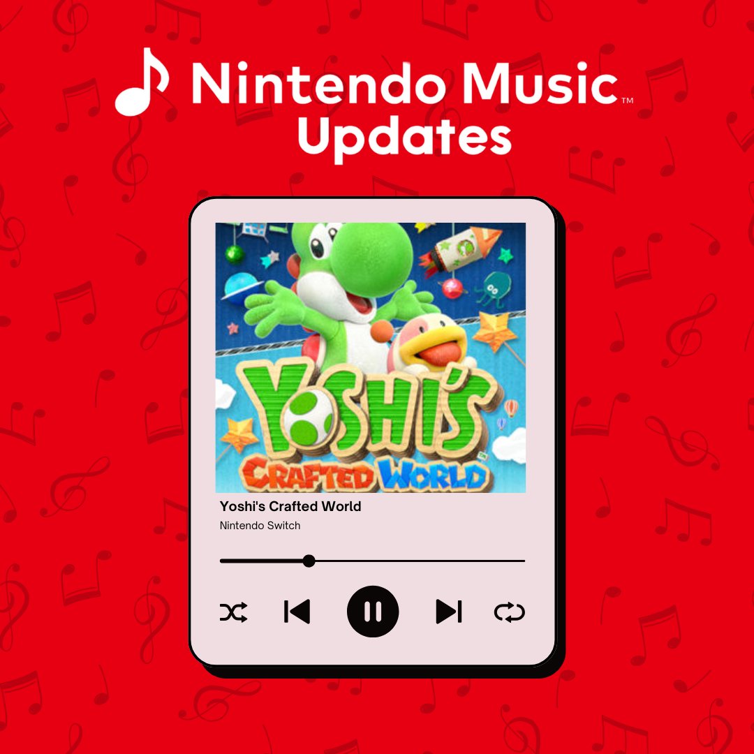 Yoshi's Crafted World has been added to the Nintendo Music App