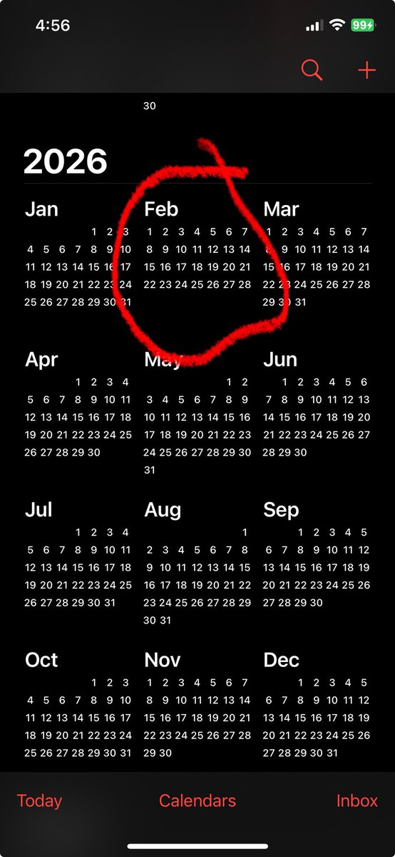 This upcoming February will be the first time since February 2015 to only need 4 rows of weeks.
