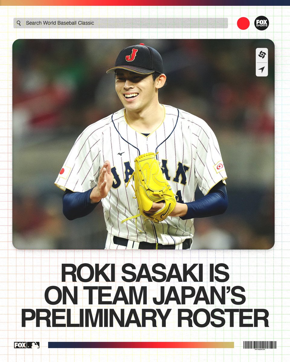 佐々木朗希投手 WBC2026の日本代表の予備ロースター35人に入っていると