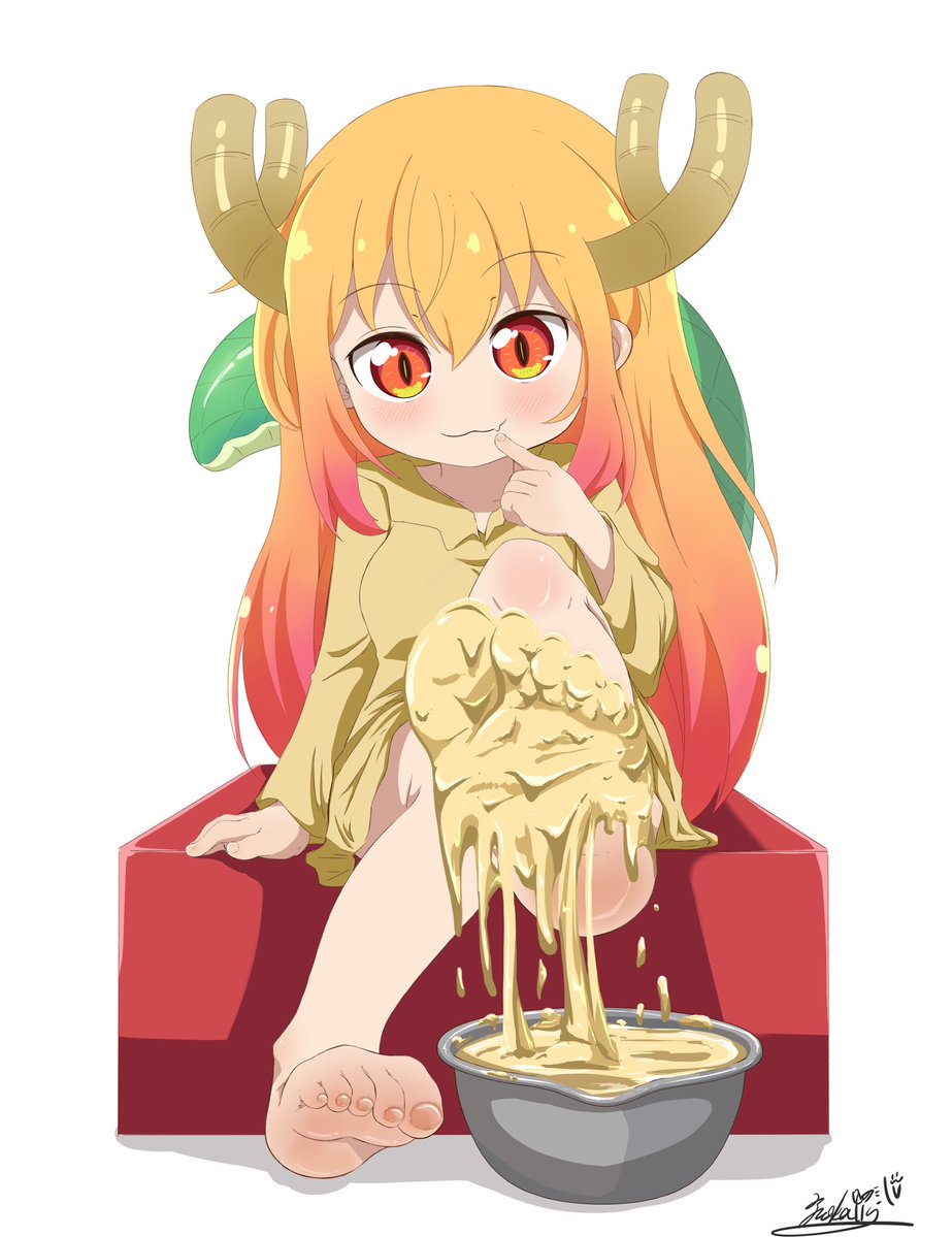 #イラスト  #maidragon  #小林さんちのメイドラゴン 

ろりトール様からのご褒美🍫✨️
(ホワイトチョコver.)

※リプ欄に、残りの差分(FANBOX)あります！