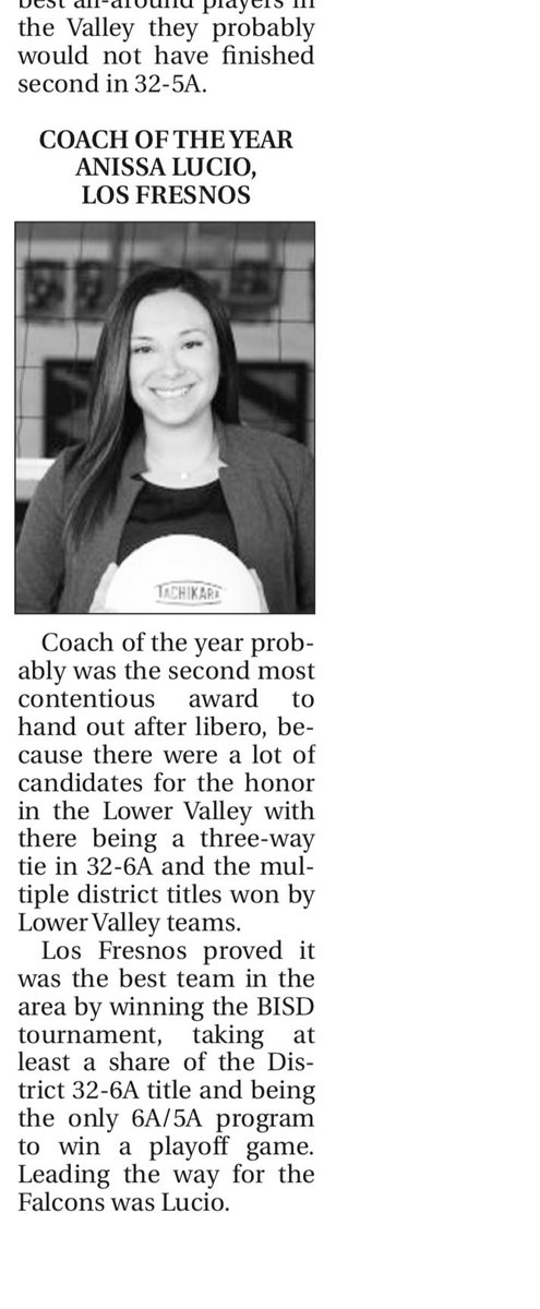 Our very own, Coach Anissa Lucio, Brownsville Herald, Valley Morning Star, Coach of The Year‼️Congrats Coach, 
So well deserved ♥️