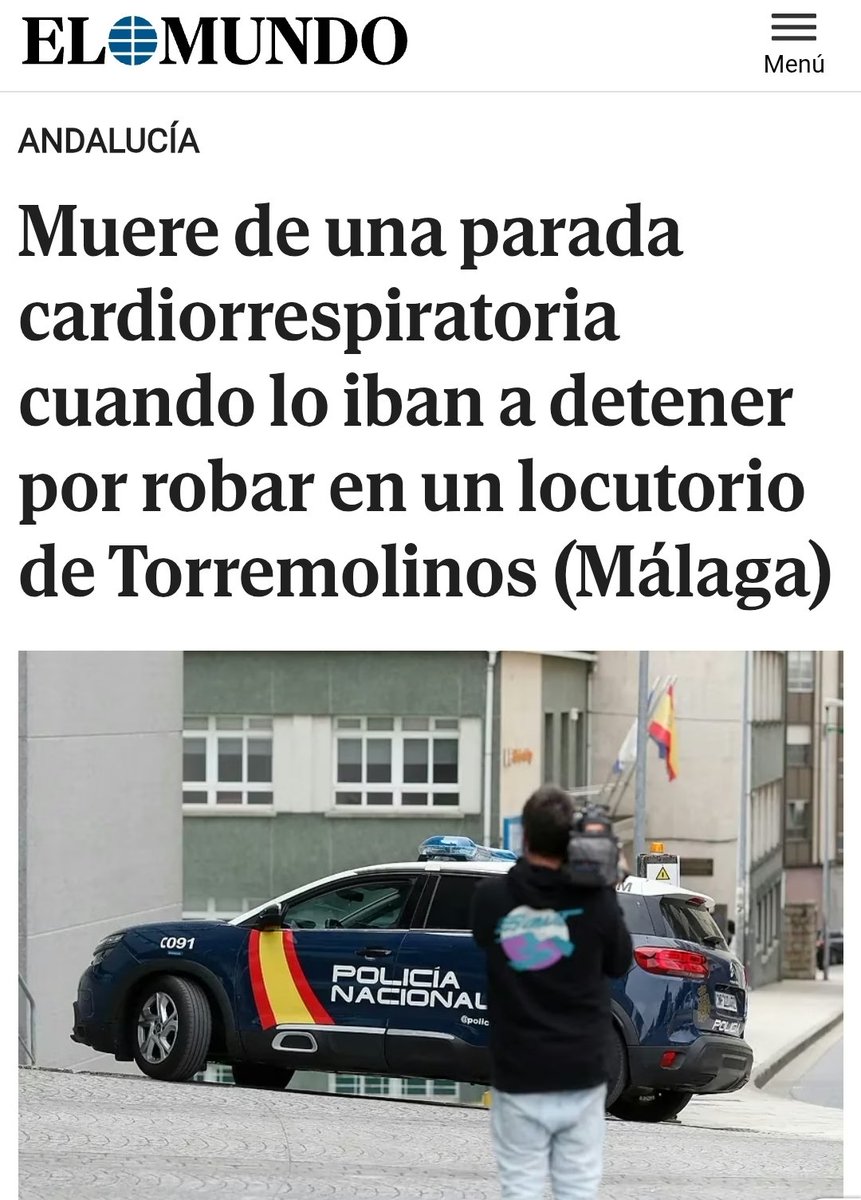 Sup_Policia's tweet photo. Los compañeros de la #PolicíaNacional actuaron con absoluta profesionalidad al detener a un individuo que intentaba cometer un #RoboConViolencia en un locutorio de #Torremolinos y que se encontraba en un estado de gran agitación.
Desde el @Sup_Policia y nuestro #GabineteJurídico respaldamos plenamente su intervención.
Durante la actuación, esta persona sufrió una parada cardíaca y los agentes iniciaron maniobras de RCP hasta la llegada de los servicios sanitarios, Finalmente no pudieron evitar su fallecimiento. DEP
SUP defendiende la actuación legítima y proporcional de los policías nacionales, que cada día protegen a la ciudadanía incluso en situaciones de máximo riesgo.