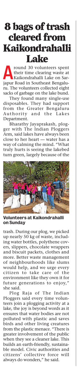 IndianPlogman's tweet photo. A weekend plog at Kaikondrahalli lake by @IndianPloggers  . About 30 of us spent 90 minutes and cleared 8 sacks of trash from the lake bed.   Our lakes our responsibility #nammabengaluru @mapsasblr @KasaMuktha @GBA_office @SwachhBharatGov  @comm_blr_south https://t.co/LDLpqFFq9P