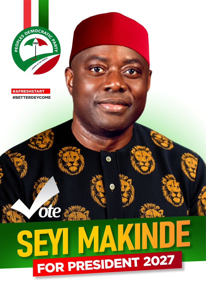 My vote is for @seyiamakinde 2027 in Sha Allah at PDP, and you??

#Makinde4President2027 #PDP2027 #freshstart