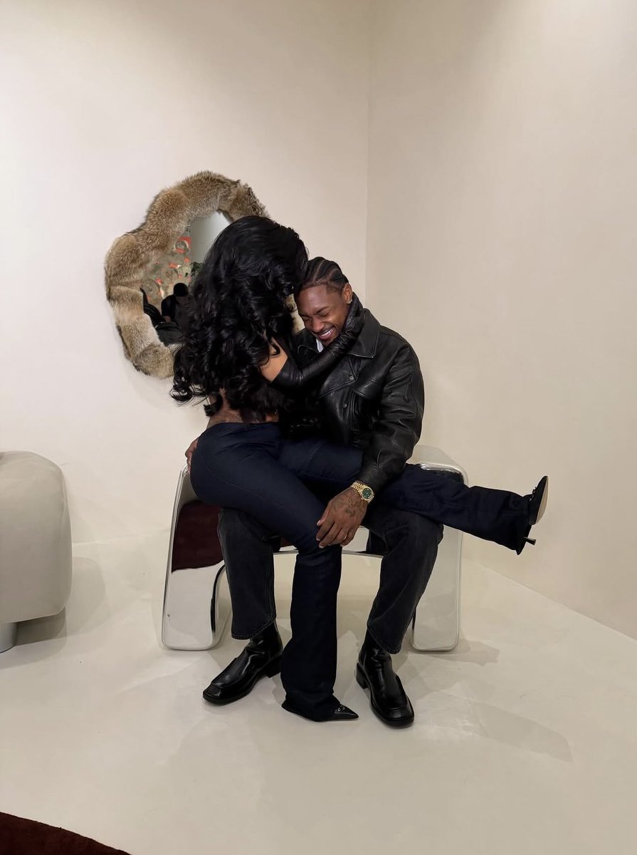 Cardi B &amp; Stefon Diggs during Art Basel weekend for his new Furniture line display Si Vis Pacem ♥️🛋️