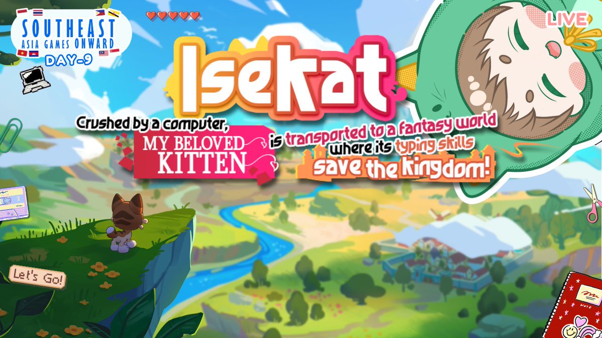 Hello~
for #SEAGO2025 day 9, I'm playing ISEKAT, a wonderful game by <a href="/InspiteGames/">InSpite | Isekat ⌨️ TYPING GAME | NOW OUT 28NOV</a> from singapore~

Stream right now, at youtube.com/live/jyqvXUDNv…

Yuk ngobrol ngobrol~! :D