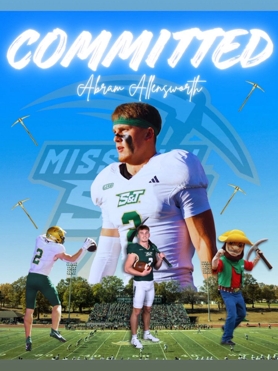 AbramAllenswor1's tweet photo. After careful thought and prayer, I’m honored to announce my commitment to continue my academic and football career at Missouri S&T. Thank you to my family, coaches, and teammates for supporting me in my journey. I’m excited for the opportunity and ready to put in the work. Go Miners⛏️⛏️
@Miners_FB @coachball_FB @CoachHudsonMST @MarquetteFootbl @Coach_Siegs01 @mhs_stewart 
@JPRockMO @sixstarfootball