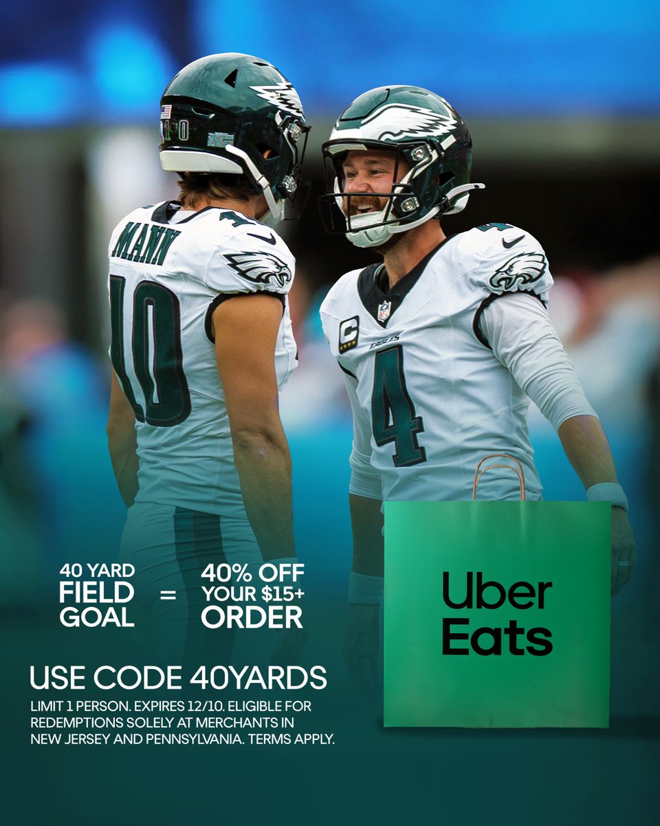41-yard FG 🤝 40% off your $15+ @UberEats order