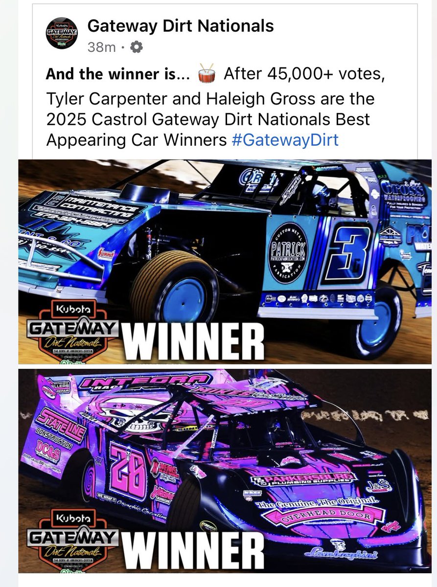 We did it!  Gateway Dirt Nationals Best Appearing Award.  #wewrapityourockit