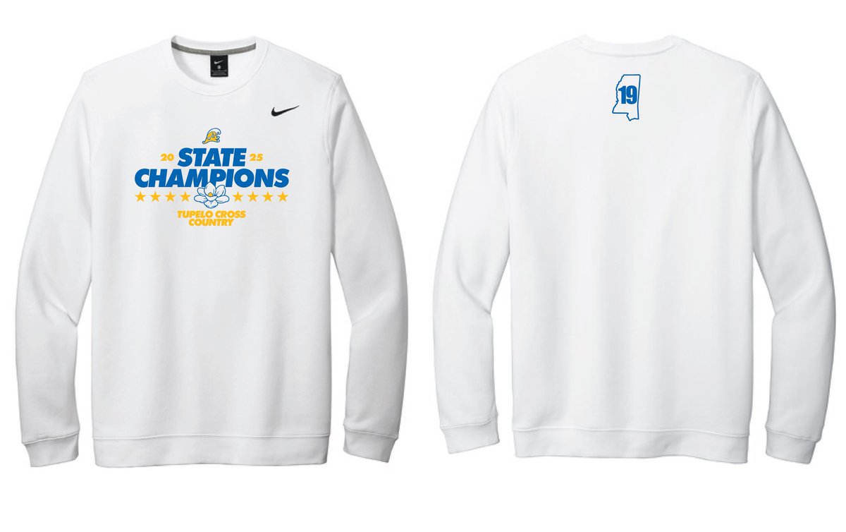XCTupelo's tweet photo. The State Championship Store is Live!!! https://t.co/EvYum4rsut Buy Today! #RunningWave #19 https://t.co/BXWpGyHRAR