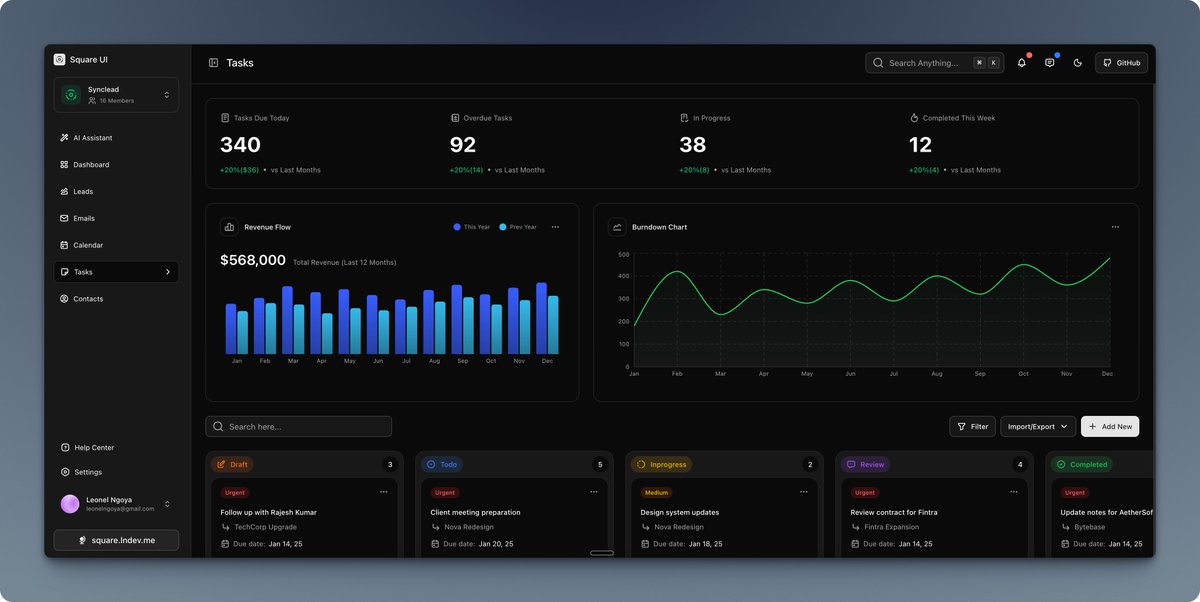 🎉 このオープンソース プロジェクトは、さまざまなバックエンド レイアウト効果を提供しており、どれも見栄えが優れています。
square-ui: shadcn/ui で構築された、美しく作られたオープンソース レイアウト UI のコレ