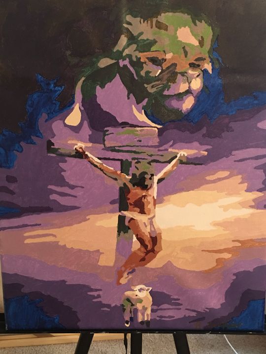 rebcar50's tweet photo. Art of the Day! "Jesus ,Lion,lamb". Buy at: https://t.co/rwQQP7XbtI https://t.co/4WzIUFc7By