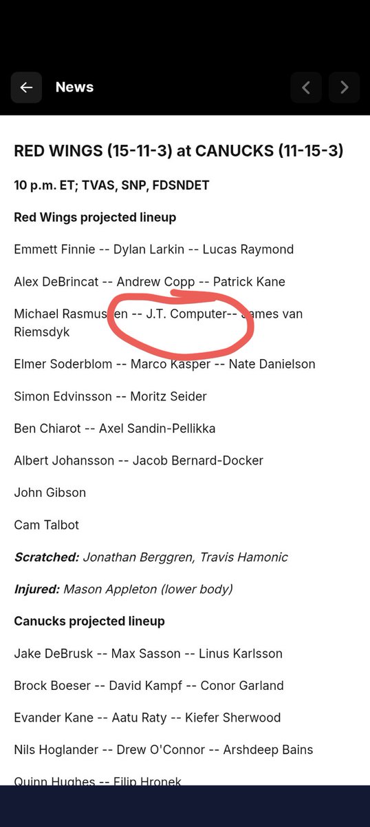 LeifyGreenery's tweet image. Noted @DetroitRedWings forward JT Computer anchoring the third line tonight.

@WingedWheelPod @RyanHanaWWP